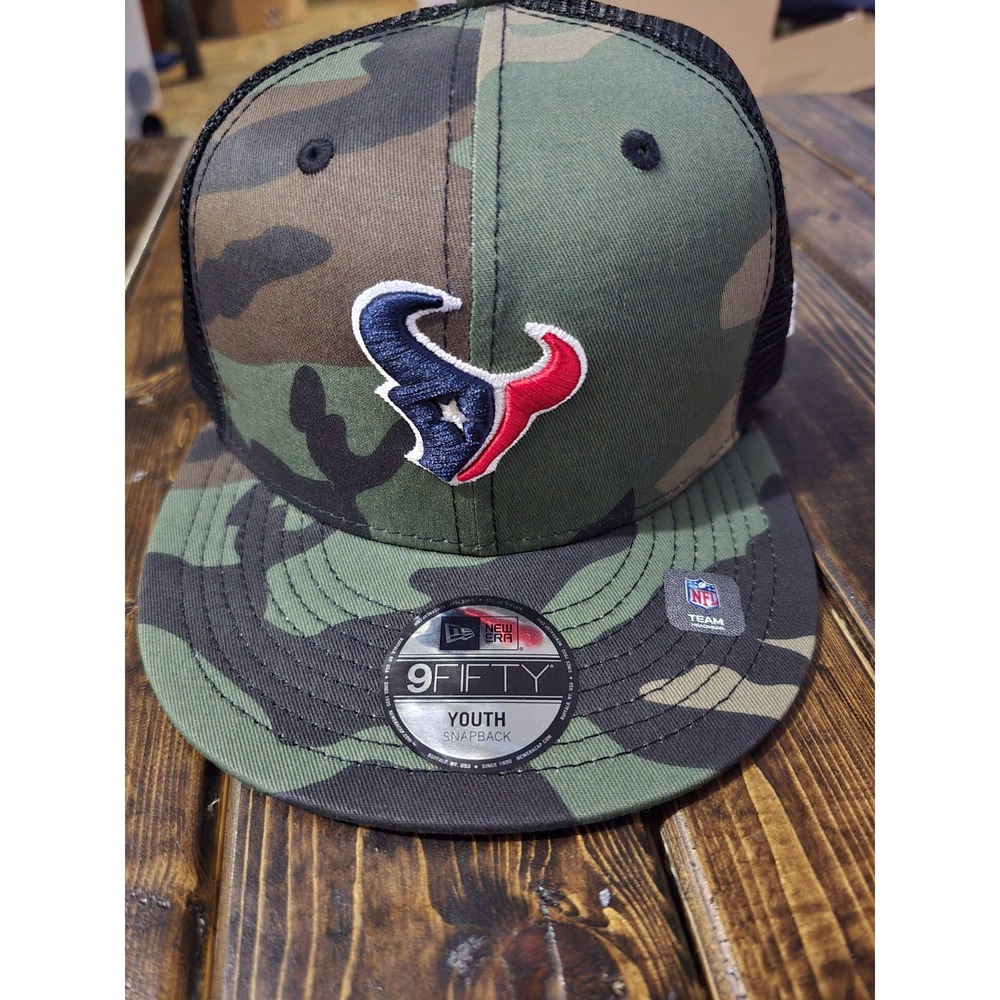New Era Houston Texans Camouflage 9FIFTY Snapback Adjustable Trucker Hat ‎ Youth